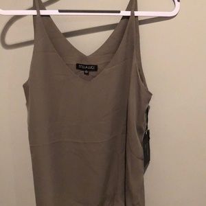 Olive green sheer flowy tank